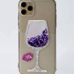 Iphone Wine Glass & Red Lip Clear Phone Case for Iphone 12 amd Iphone 12 pro